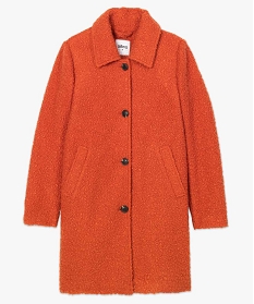 manteau femme mi-long en maille bouclette orange manteauxA128301_4
