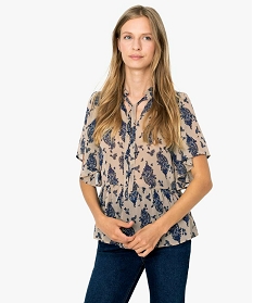 blouse femme a basque et manches courtes imprimeA129801_1