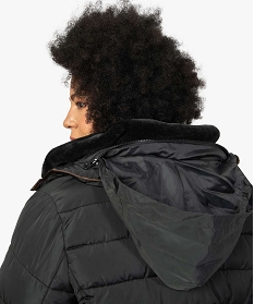 manteau femme grande taille matelasse avec col double noir doudounesA139101_2