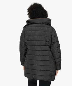 manteau femme grande taille matelasse avec col double noir doudounesA139101_3