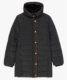 manteau femme grande taille matelasse avec col double noir doudounesA139101_4