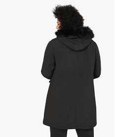 manteau femme a capuche fantaisie et details metalliques noirA140401_3