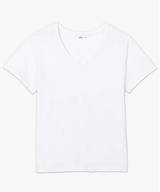 tee-shirt femme grande taille a manches courtes et col v blanc t-shirts manches courtesA149301_4