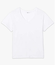 tee-shirt femme grande taille a manches courtes et col v blanc t-shirts en cotonA149301_4