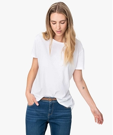 GEMO Tee-shirt femme à manches courtes avec dos plus long blanc vif