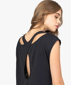 tee-shirt femme sans manches croise dans le dos noir t-shirts manches courtesA154401_1