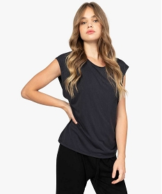tee-shirt femme sans manches croise dans le dos noir t-shirts manches courtesA154401_2