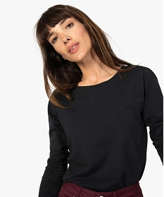 tee-shirt femme a manches longues et col rond noir t-shirts manches longuesA156301_2