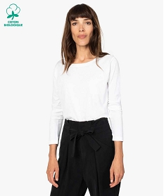 tee-shirt femme a manches longues et col rond blanc t-shirts manches longuesA156401_1