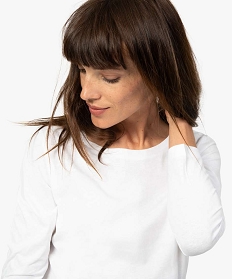 tee-shirt a manches longues et col rond femme blanc vif t-shirts manches longuesA156401_2