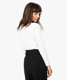 tee-shirt a manches longues et col rond femme blanc vif t-shirts manches longuesA156401_3
