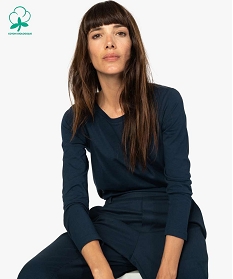 GEMO Tee-shirt à manches longues et col rond femme navy