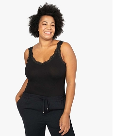 GEMO Débardeur femme grande taille avec bretelles dentelle Noir