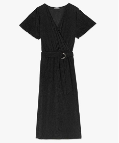 robe femme portefeuille a manches courtes noir robesA163001_4