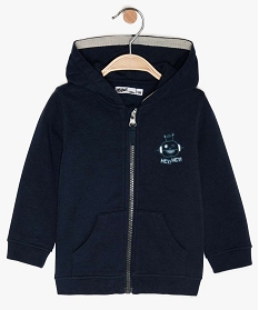 sweat bebe garcon avec capuche et fermeture zippee bleuA164201_1