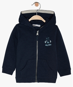 sweat bebe garcon avec capuche et fermeture zippee bleuA164201_3
