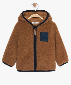 sweat bebe garcon zippe a capuche en matiere douillette orangeA164701_1