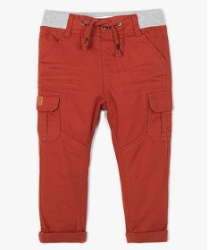 pantalon bebe garcon coupe battle a revers et taille elastiquee rougeA166301_1