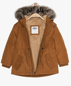 blouson bebe garcon double sherpa avec capuche orange manteauxA170701_2