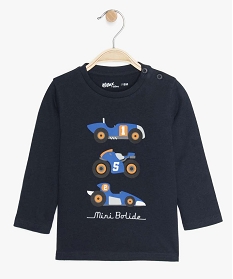 tee-shirt bebe garcon imprime fantaisie en coton bio bleuA172201_1