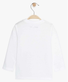 tee-shirt bebe garcon imprime fantaisie en coton bio blancA172301_2