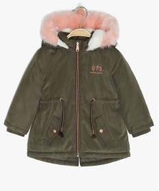 parka bebe fille a doublure fourrure imitation et details brillants vert manteauxA181401_1