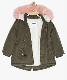 parka bebe fille a doublure fourrure imitation et details brillants vert manteauxA181401_2