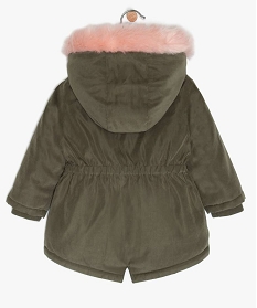 parka bebe fille a doublure fourrure imitation et details brillants vert manteauxA181401_3