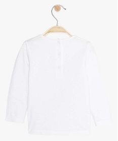 tee-shirt bebe fille manches longues imprime en coton bio blancA183001_2