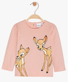 tee-shirt bebe fille a manches longues imprime - disney animals roseA184201_1