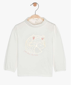 tee-shirt bebe fille col roule manches blousantes beigeA185001_1
