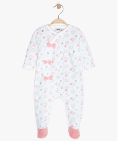 pyjama bebe fille en velours avec nœuds et paillettes blanc pyjamas veloursA186801_1