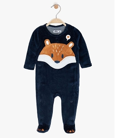 pyjama bebe en velours avec ouverture devant bleuA187001_1