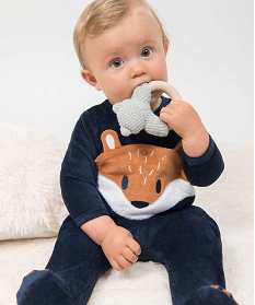 pyjama bebe en velours avec ouverture devant bleuA187001_3