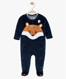 pyjama bebe en velours avec ouverture devant bleuA187001_4