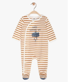 pyjama bebe en velours a rayures ouverture devant imprimeA187201_1