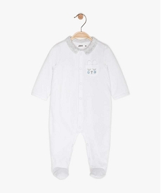 pyjama bebe en velours texture avec col contrastant blanc pyjamas veloursA187401_1