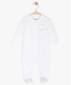 pyjama bebe fille en velours avec col claudine blanc pyjamas veloursA187501_1