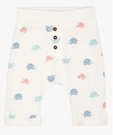 GEMO Pantalon bébé en maille avec motifs éléphants Beige