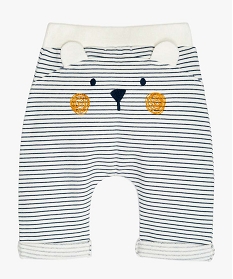 pantalon bebe confortable en maille rayee avec motif ours au dos imprimeA189601_2