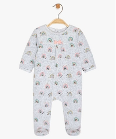 pyjama bebe en velours imprime arc-en-ciel paillete grisA190301_1