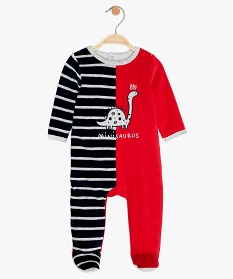 pyjama bebe en velours bicolore et raye multicolore pyjamas veloursA190501_1