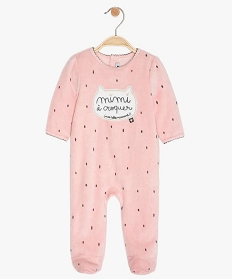 pyjama bebe en velours a pois et motifs chat multicoloreA190601_1