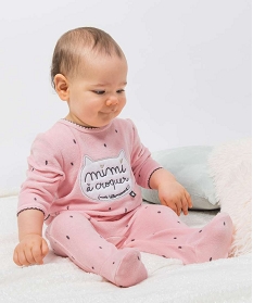 pyjama bebe en velours a pois et motifs chat multicoloreA190601_3