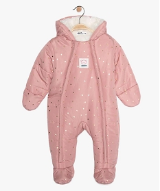 combinaison pilote bebe fille avec capuche et moufles rose manteaux blousonsA191001_1