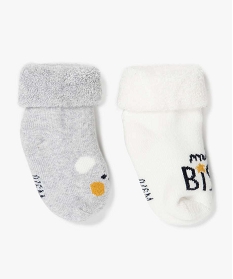 chaussettes bebe en maille bouclette (lot de 2) blanc chine chaussettesA193301_2