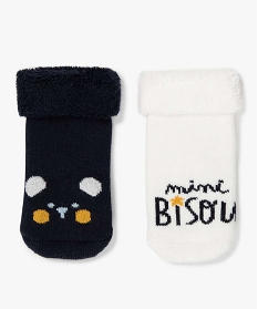 GEMO Chaussettes bébé en maille bouclette (lot de 2) Bleu