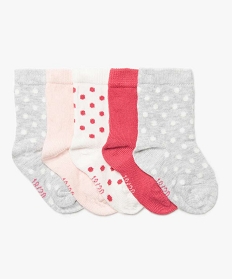 GEMO Chaussettes bébé fille (lot de 5) à pois gris standard