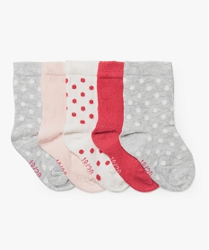 chaussettes bebe fille (lot de 5) a pois gris standard chaussettesA194201_2