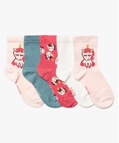 GEMO Chaussettes bébé fille à imprimé licorne (lot de 5) Rose